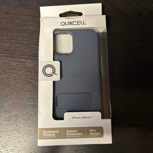 New Quikcell Iphone 13 14 15 Pro 2020 6.1" Kickstand Phone Case Navy Blue - Picture 1 of 3